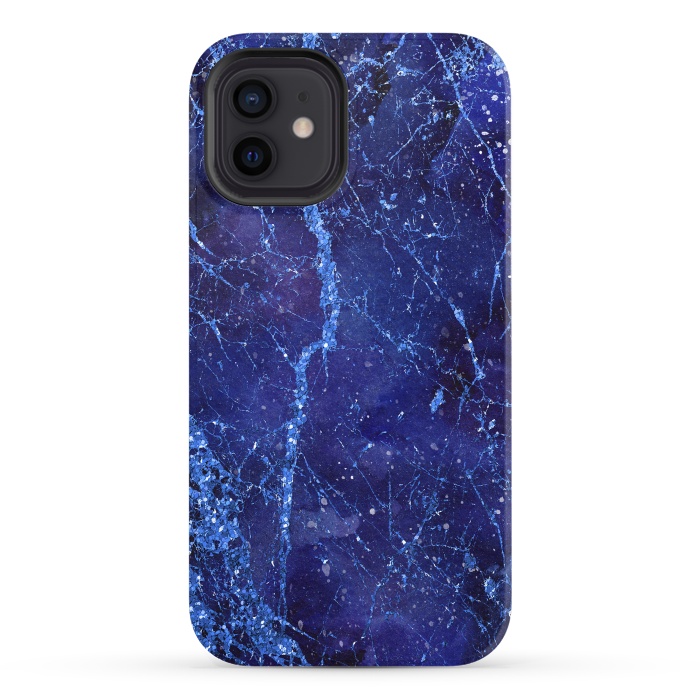 iPhone 12 StrongFit Blue Marbled Glitter 2 by Andrea Haase