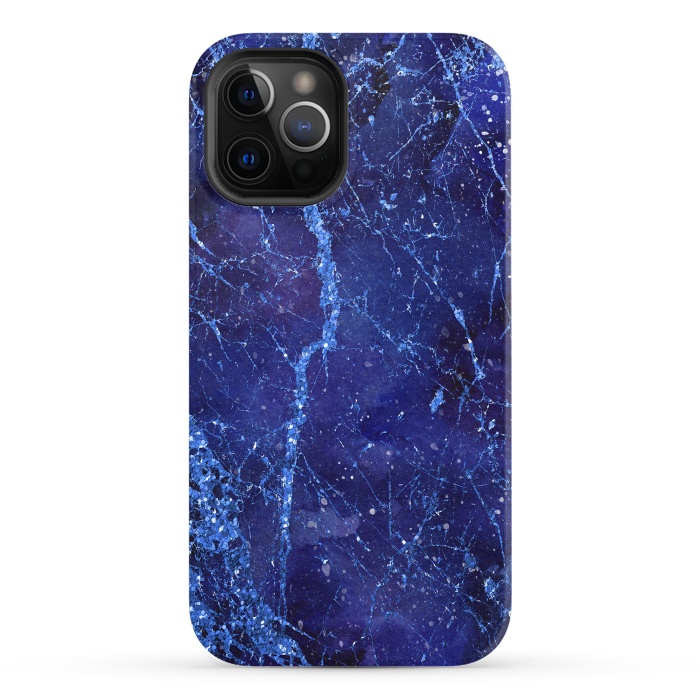 iPhone 12 Pro StrongFit Blue Marbled Glitter 2 by Andrea Haase