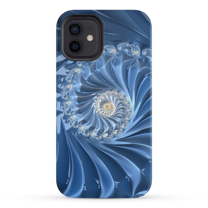 iPhone 12 mini StrongFit Glamorous Blue Fractal by Andrea Haase