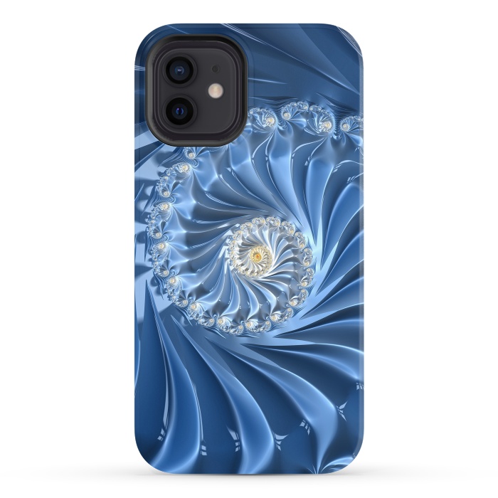 iPhone 12 StrongFit Glamorous Blue Fractal by Andrea Haase