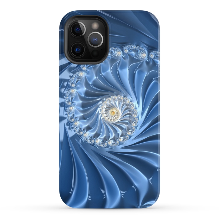 iPhone 12 Pro StrongFit Glamorous Blue Fractal by Andrea Haase