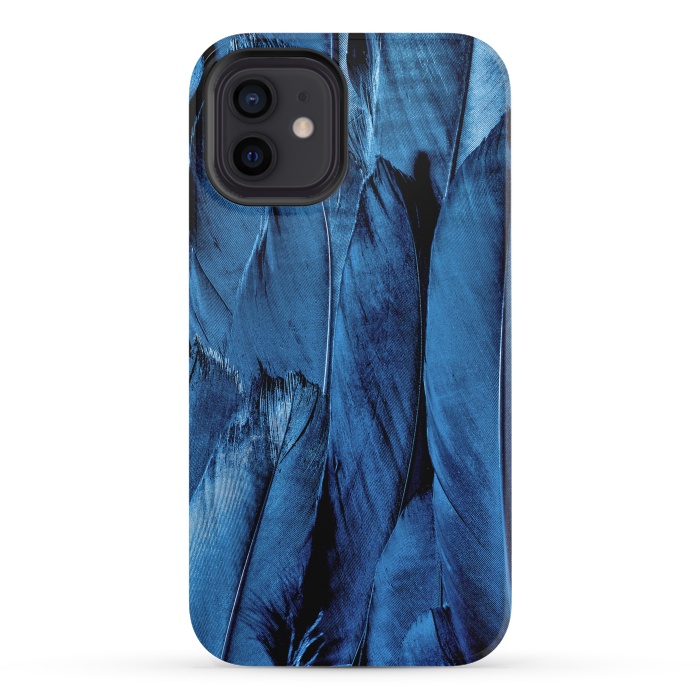 iPhone 12 mini StrongFit Dark Blue Feathers by Andrea Haase