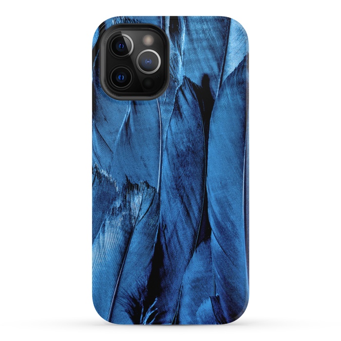 iPhone 12 Pro StrongFit Dark Blue Feathers by Andrea Haase