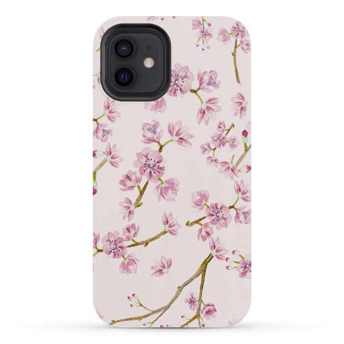 iPhone 12 mini StrongFit Pink Spring Cherry Blossom Pattern by  Utart
