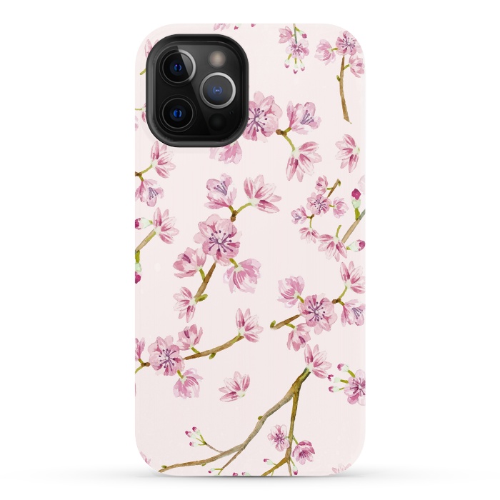 iPhone 12 Pro StrongFit Pink Spring Cherry Blossom Pattern by  Utart