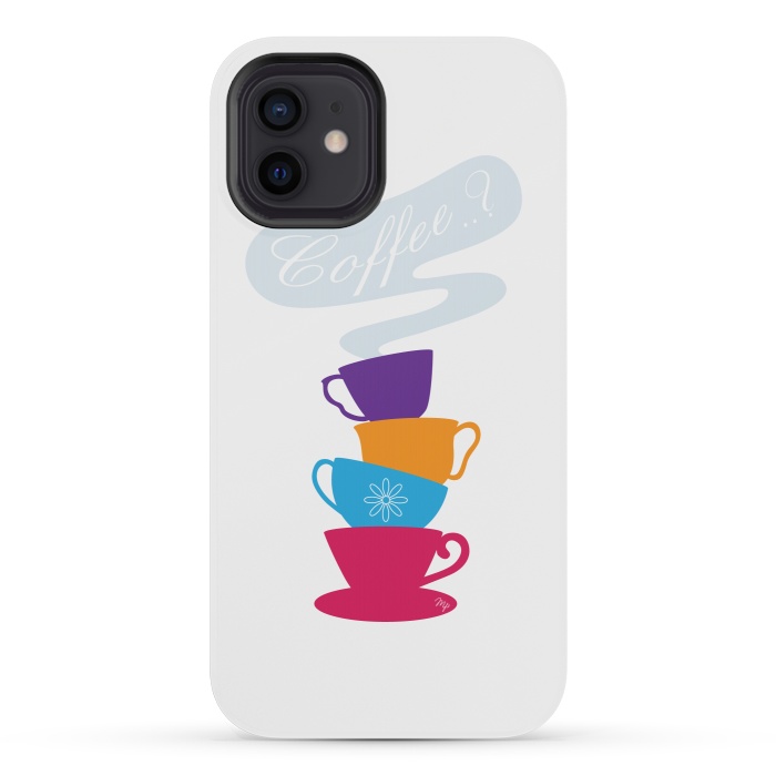 iPhone 12 mini StrongFit Bright Coffee Cups by Martina