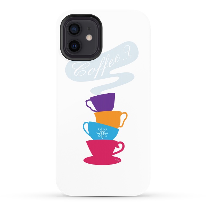 iPhone 12 StrongFit Bright Coffee Cups by Martina
