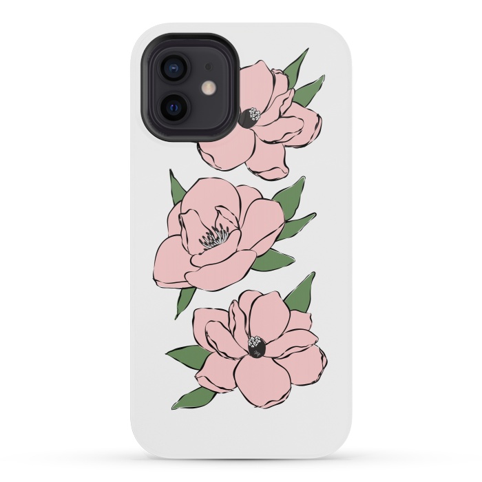 iPhone 12 mini StrongFit Big Pink Flowers by Martina