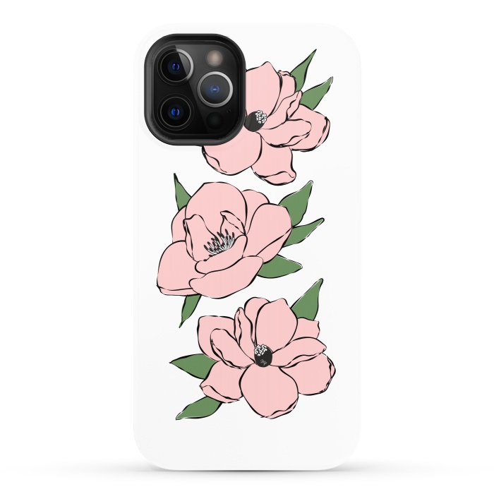 iPhone 12 Pro StrongFit Big Pink Flowers by Martina