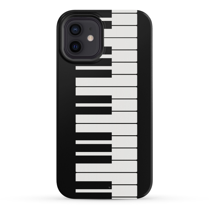 iPhone 12 mini StrongFit Black and white piano keys music instrument by Martina