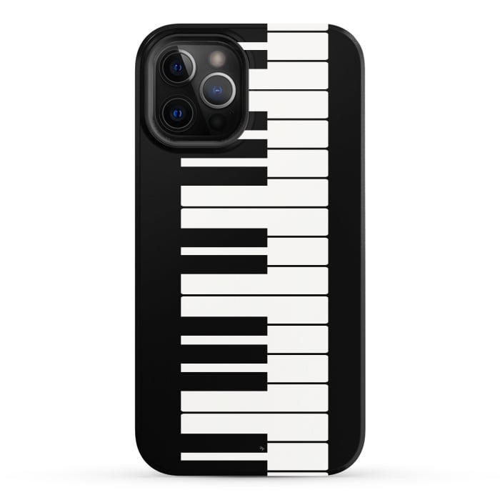 iPhone 12 Pro StrongFit Black and white piano keys music instrument by Martina