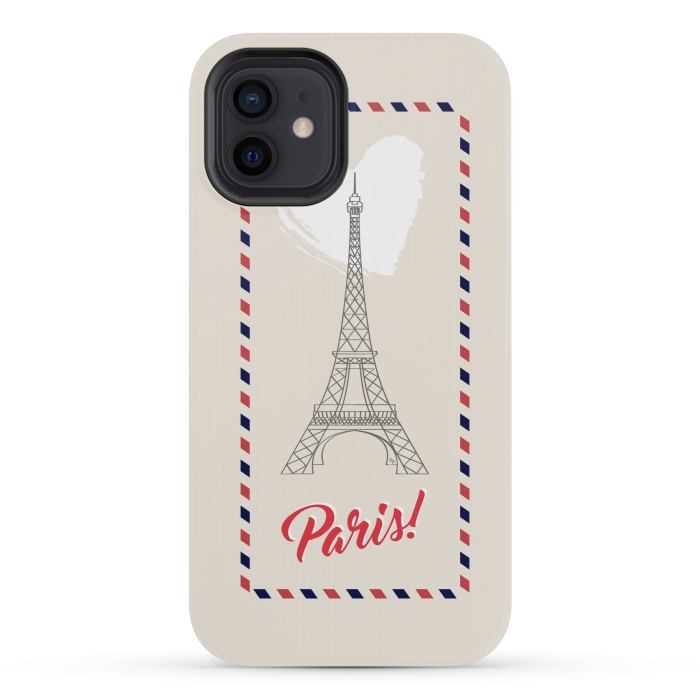 iPhone 12 mini StrongFit Vintage envelope Eiffel Tower in Paris by Martina