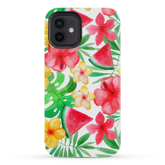 iPhone 12 mini StrongFit Aloha Tropical Hibiscus and Melon Pattern by  Utart