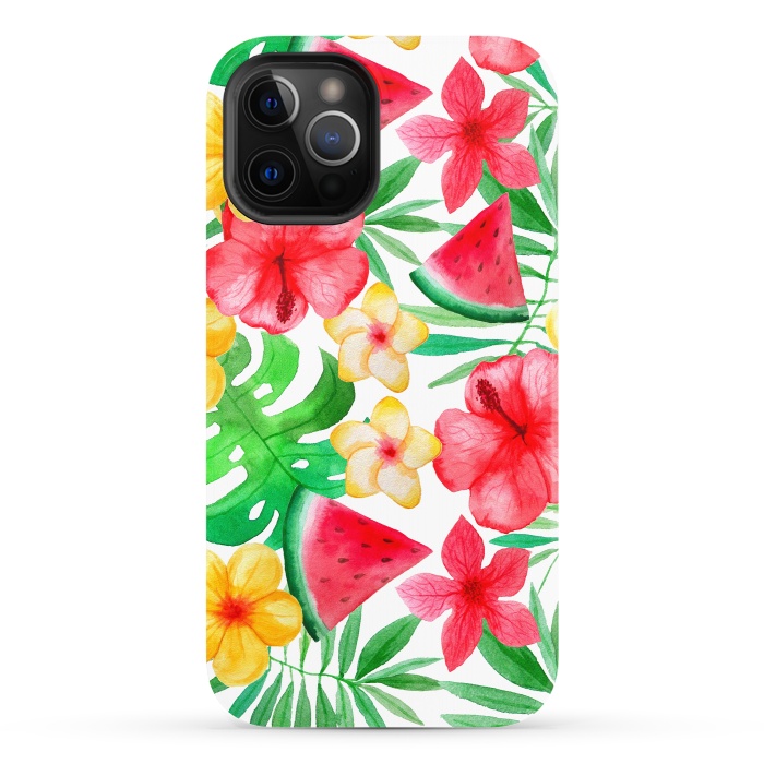 iPhone 12 Pro StrongFit Aloha Tropical Hibiscus and Melon Pattern by  Utart
