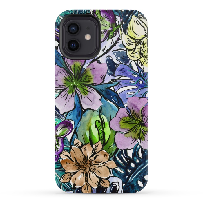 iPhone 12 mini StrongFit Purple Aloha Hibiscus Tropical Flower Pattern by  Utart