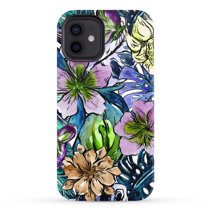 iPhone 12 StrongFit Purple Aloha Hibiscus Tropical Flower Pattern by  Utart