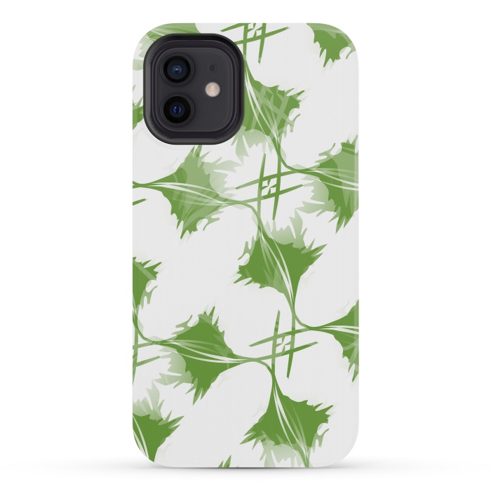 iPhone 12 mini StrongFit Green Leaves by Creativeaxle