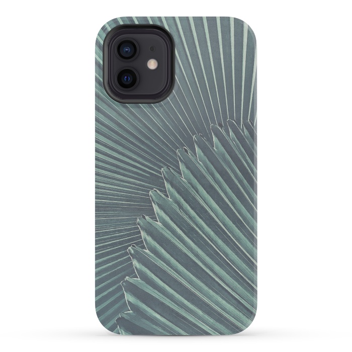 iPhone 12 mini StrongFit Teal Palm Leaves by Andrea Haase