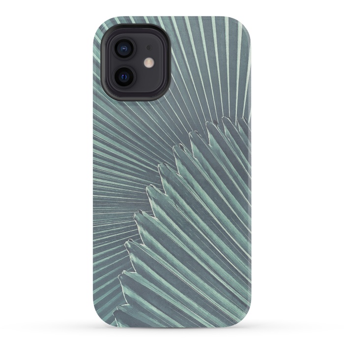 iPhone 12 StrongFit Teal Palm Leaves by Andrea Haase