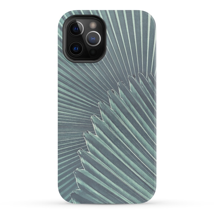 iPhone 12 Pro StrongFit Teal Palm Leaves by Andrea Haase