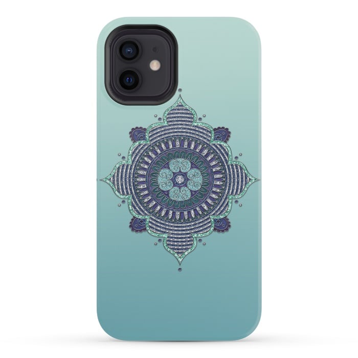 iPhone 12 mini StrongFit Precious Turquoise Mandala Ornament by Andrea Haase