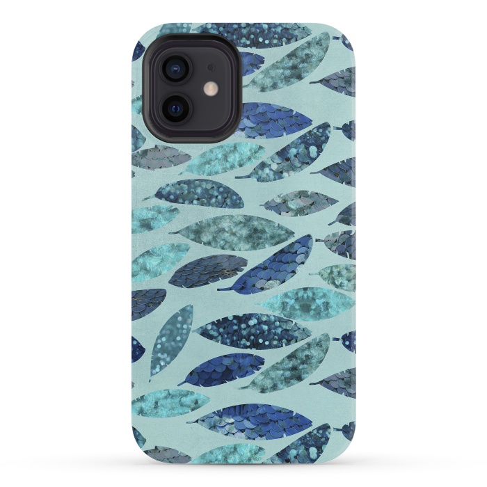 iPhone 12 mini StrongFit Sparkling Mermaid Feathers Blue And Teal by Andrea Haase