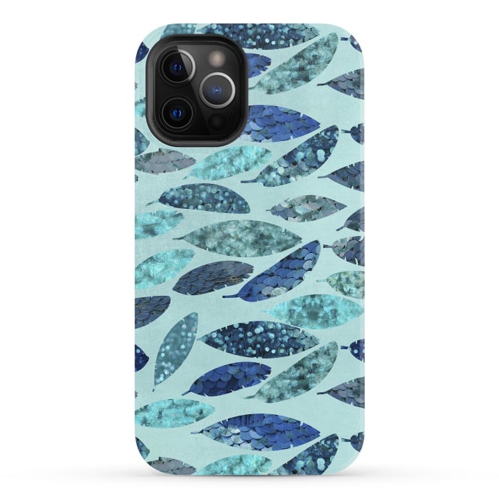 iPhone 12 Pro StrongFit Sparkling Mermaid Feathers Blue And Teal by Andrea Haase
