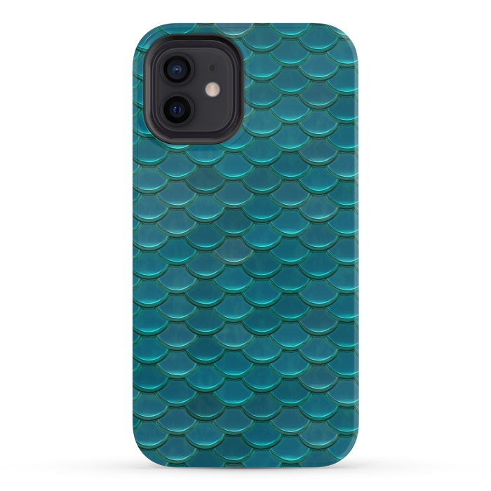iPhone 12 mini StrongFit Shiny Green Mermaid Scales by Andrea Haase