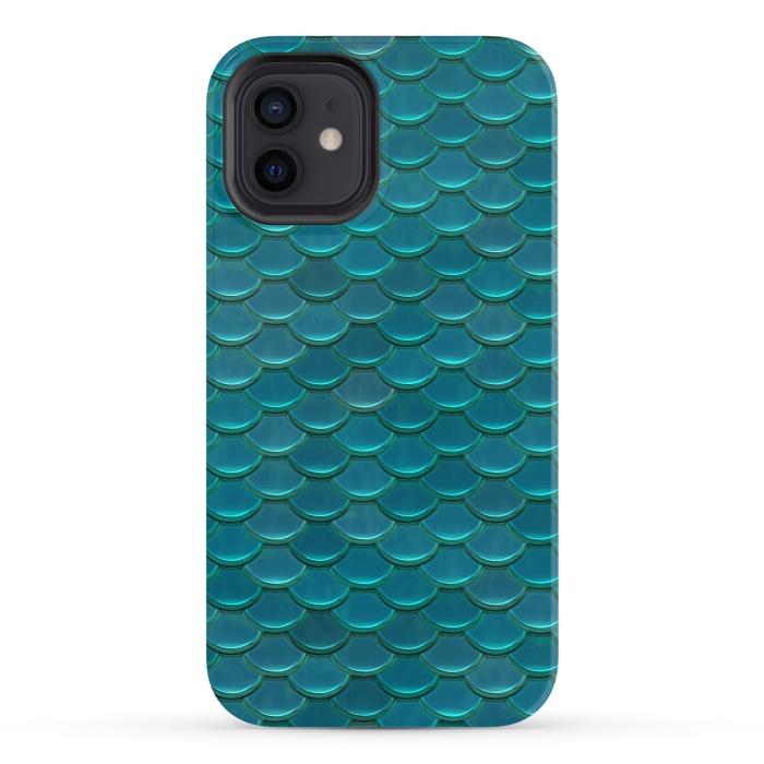iPhone 12 StrongFit Shiny Green Mermaid Scales by Andrea Haase