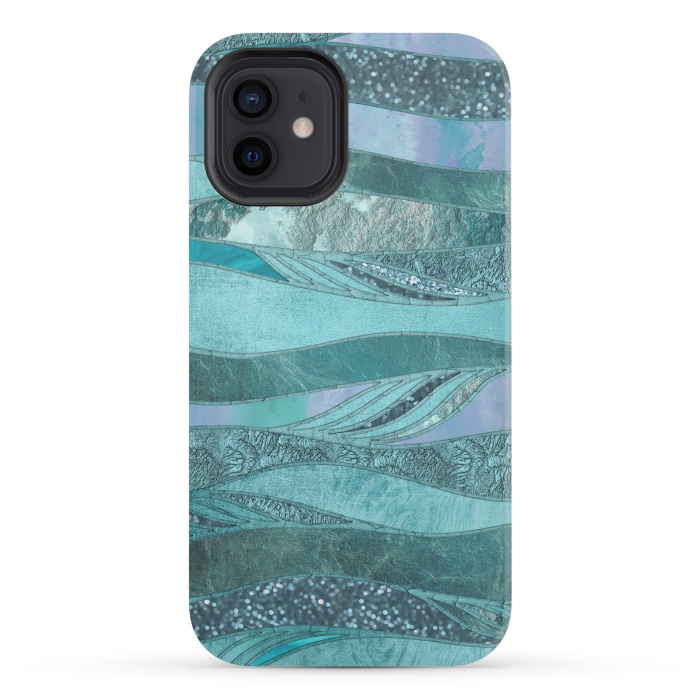 iPhone 12 mini StrongFit Glamorous Waves Of Turquoise and Teal 2 by Andrea Haase