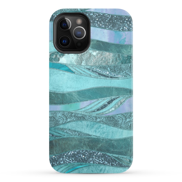 iPhone 12 Pro StrongFit Glamorous Waves Of Turquoise and Teal 2 by Andrea Haase