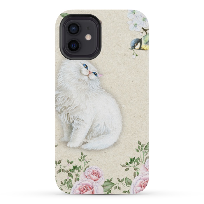 iPhone 12 mini StrongFit Kitty Welcomes Bird by Creativeaxle