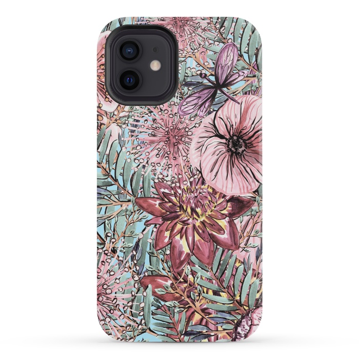 iPhone 12 mini StrongFit Tropical Vintage Flower Pattern by  Utart