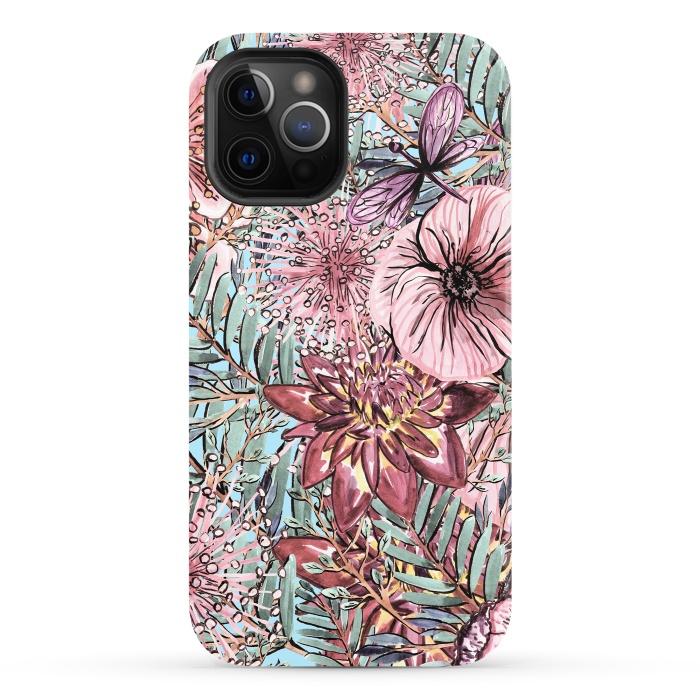 iPhone 12 Pro StrongFit Tropical Vintage Flower Pattern by  Utart