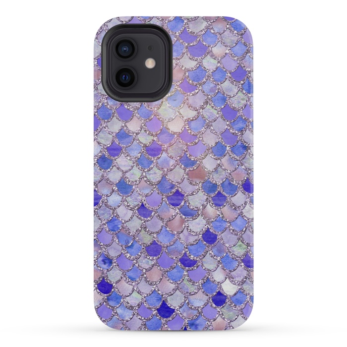 iPhone 12 mini StrongFit Purple hand drawn mermaid scales by  Utart