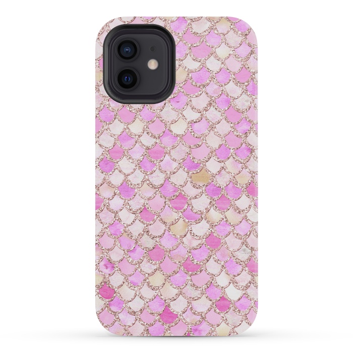 iPhone 12 mini StrongFit Light Pink hand drawn mermaid scales by  Utart