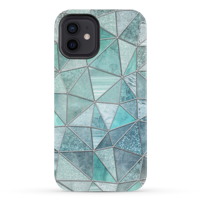 iPhone 12 mini StrongFit Stained Glass Glamour Teal And Turquoise by Andrea Haase