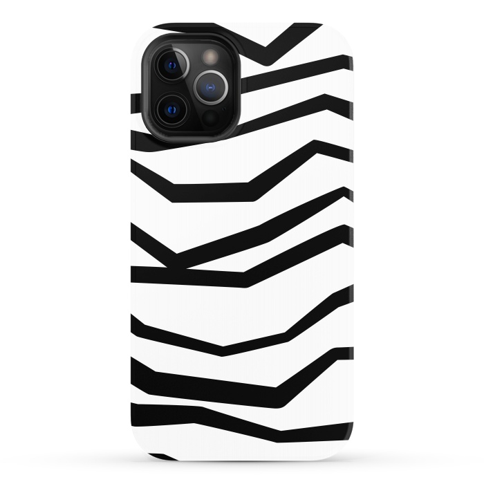 iPhone 12 Pro StrongFit Wavy Zig Zag Stripes Black And White 2 by Andrea Haase