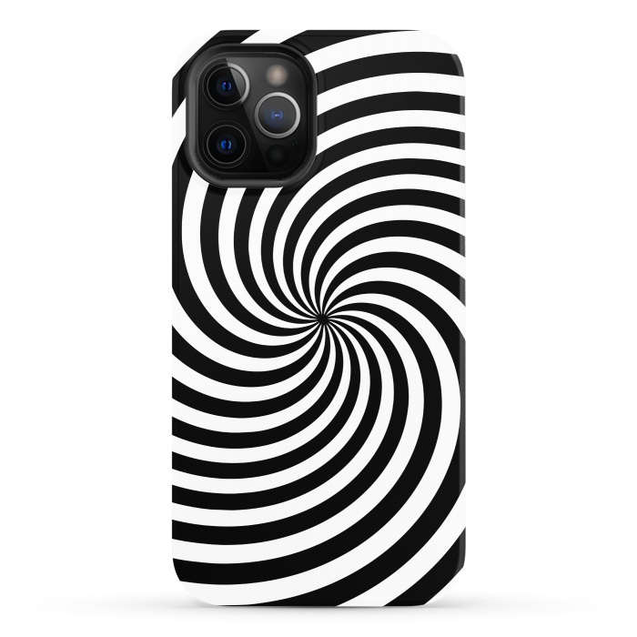iPhone 12 Pro StrongFit Concentric Spiral Op Art Black And White 2 by Andrea Haase