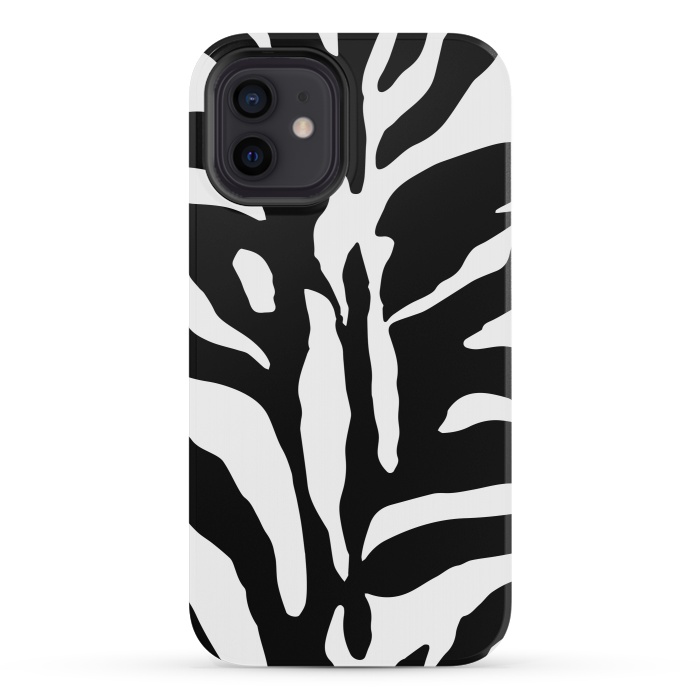 iPhone 12 mini StrongFit Black And White Zebra Print 2 by Andrea Haase