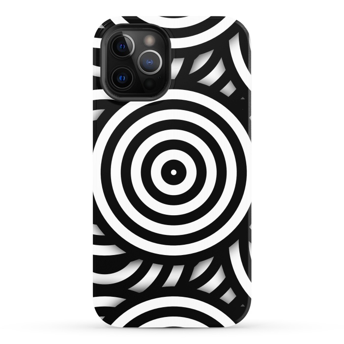 iPhone 12 Pro StrongFit Pop-Art Circle Pattern Black White 2 by Andrea Haase
