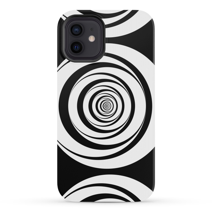 iPhone 12 mini StrongFit Concentric Circles Pop-Art Black White 2 by Andrea Haase