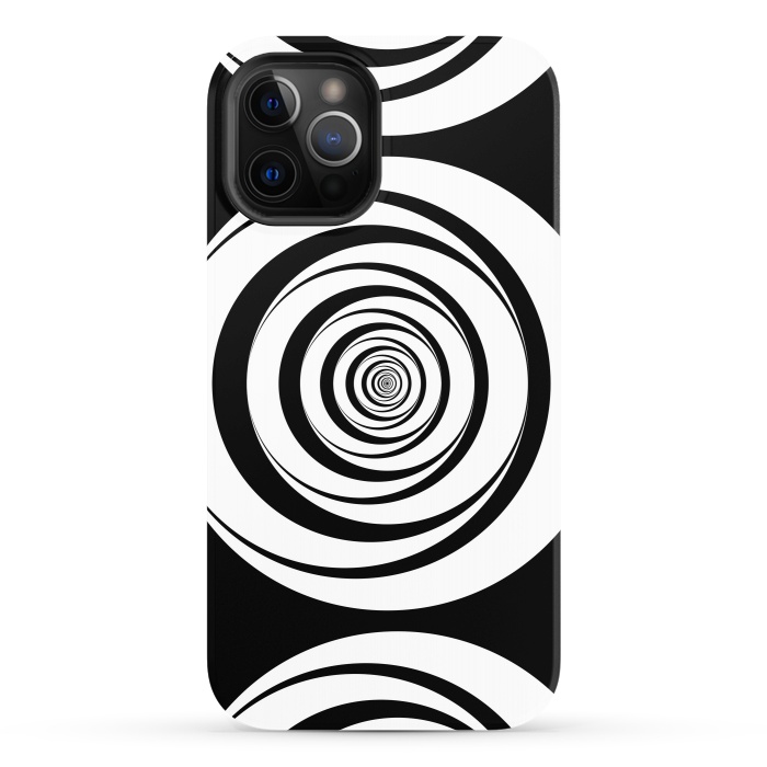 iPhone 12 Pro StrongFit Concentric Circles Pop-Art Black White 2 by Andrea Haase
