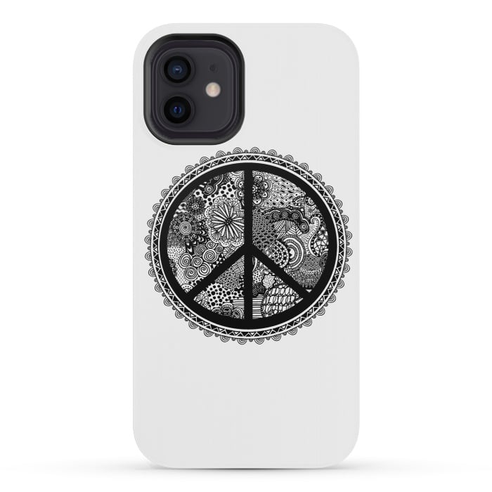 iPhone 12 mini StrongFit Zen Doodle Peace Symbol by Andrea Haase