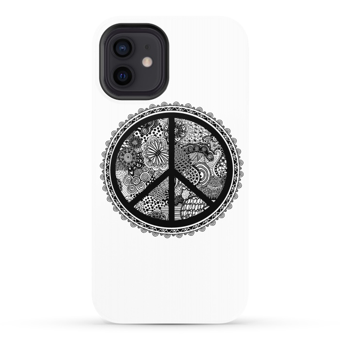 iPhone 12 StrongFit Zen Doodle Peace Symbol by Andrea Haase
