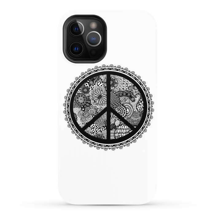 iPhone 12 Pro StrongFit Zen Doodle Peace Symbol by Andrea Haase