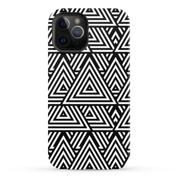 iPhone 12 Pro StrongFit Black White Triangle Pattern by Andrea Haase