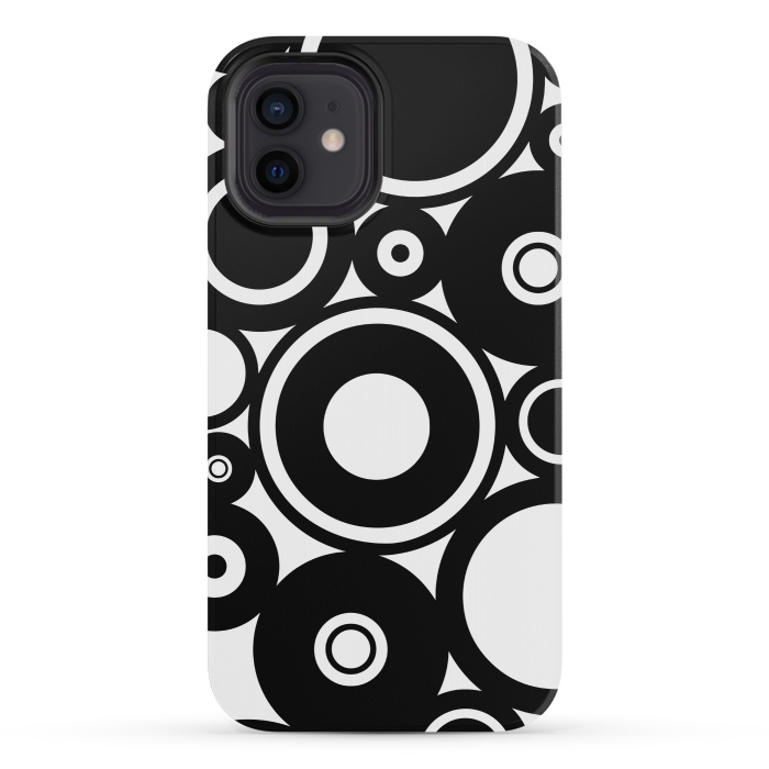iPhone 12 mini StrongFit Pop-Art Black White Circles by Andrea Haase