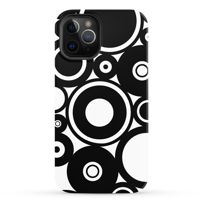 iPhone 12 Pro StrongFit Pop-Art Black White Circles by Andrea Haase