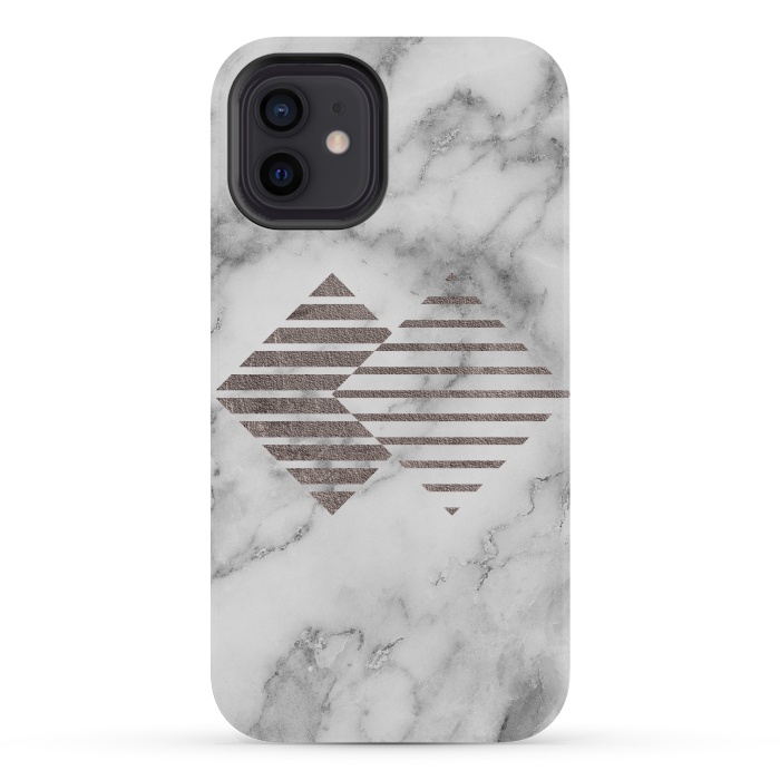 iPhone 12 mini StrongFit Geometrical Metal Shapes on Marble by  Utart
